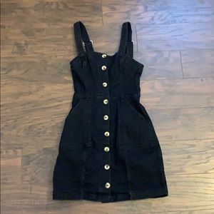 Jean material black button down dress